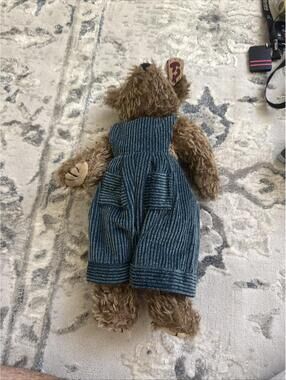Ty Beanie Baby Bear in Blue Overalls Plush Toy